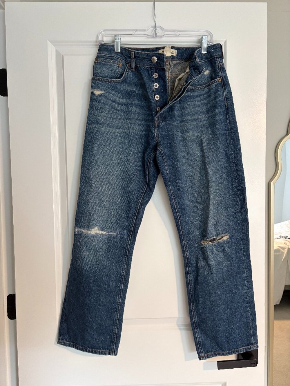 Madewell High Rise Ripped Curvy Dream Straight Crop Jean Size 29